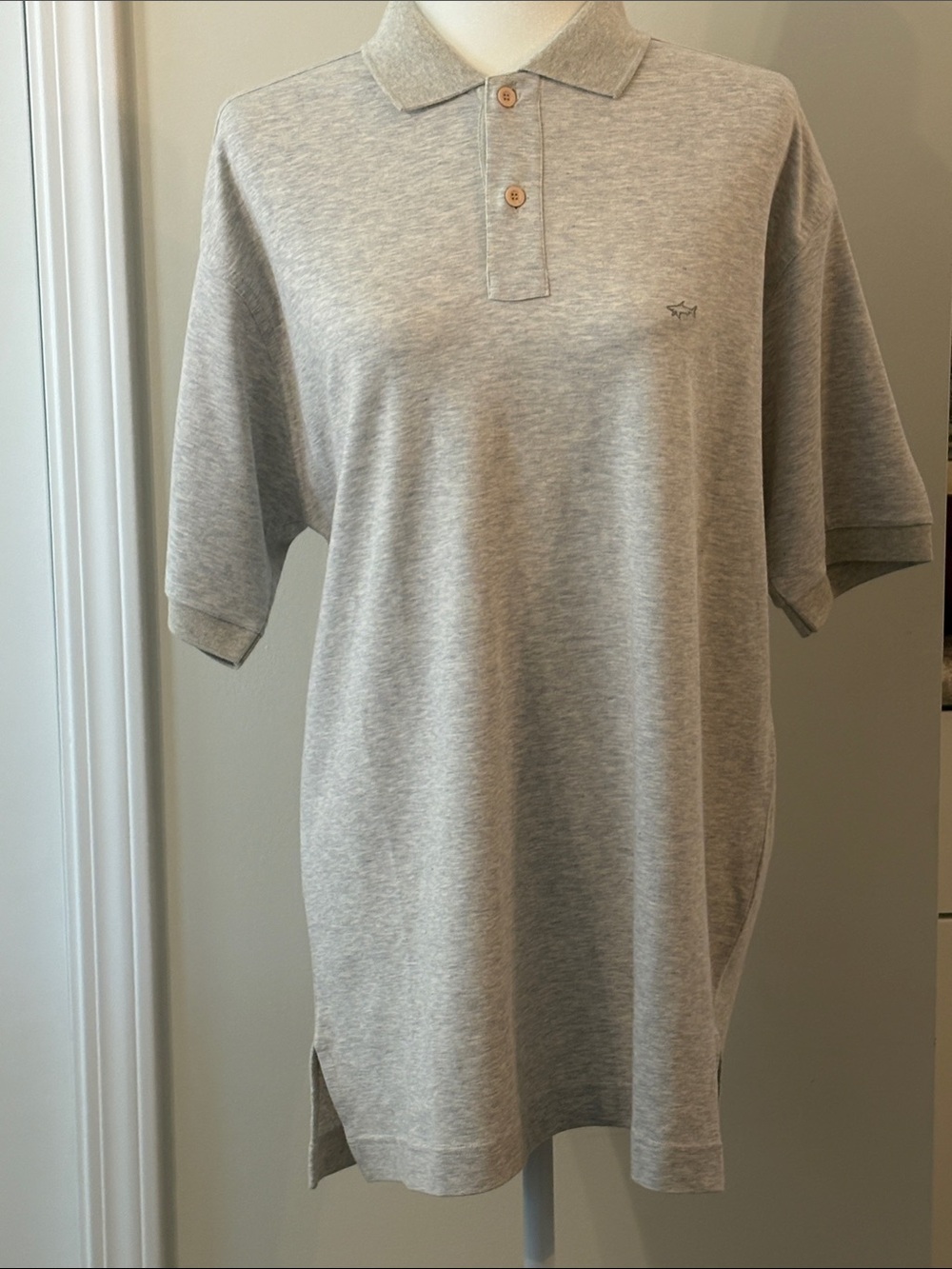 NWT Paul & Shark Yachting Men’s Large 100% Cotton Heather Gray Short-Sleeve Polo